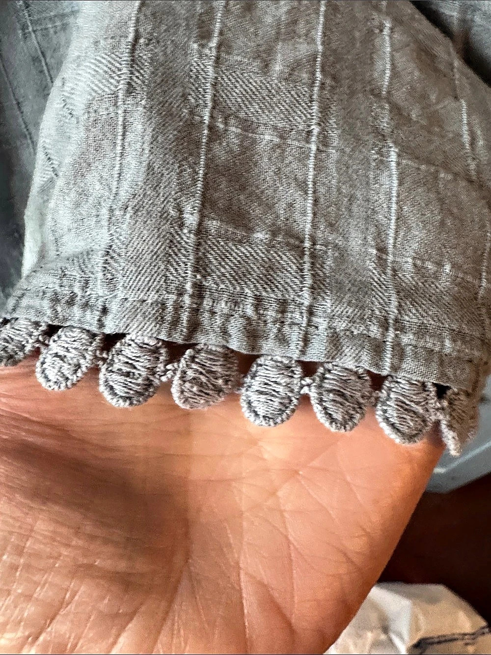 KNOX ROSE Embroidered Ruffle Henley— Large - Picture 7 of 8